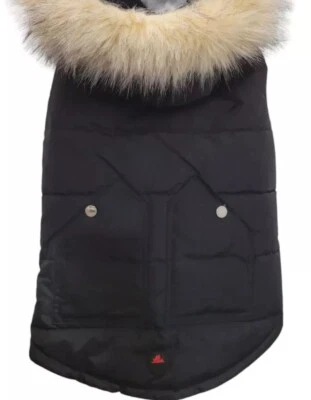 ENVÍO GRATUITO Abrigo Barnard PAJAR Perro Forrado de Vellón con Capucha de Piel Sintética, Negro GRANDE NUEVO SIN ETIQUETAS Foto 1 de 4