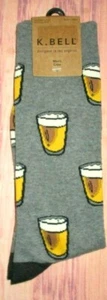 MENS K.BELL BEER GRAY CREW SOCKS ONE SIZE (SHOE SIZE 6.5 -12) - Picture 1 of 1