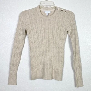 Charter Club Ivory & Gold Cable Knit Sweater Size XSP - Picture 1 of 5