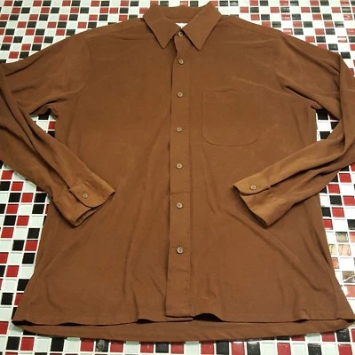 Camisa XL De Colección Años 70 80 ~ Mervyn's ~ Súper Suave ~ Abotonada Marrón Manga Larga Foto 1 de 4