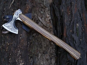 Handmade Viking Axe with Ash Wood Handle Tomahawk Axe With L/Sheath -BL- 4571 - Picture 1 of 19