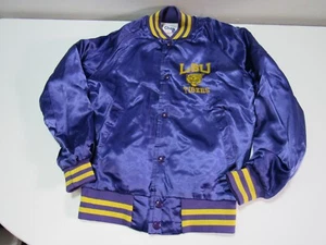 Vtg LSU Chalk line 80 Purple Satin Jacket Louisiana State Made in USA kids 14/16 - Picture 1 of 9