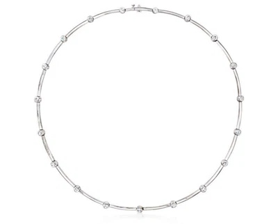 $19,500 TIFFANY & CO ETOILE PLATINO .95 LÍNEA DIAMANTE COLLAR BISEL CONJUNTO ESTACIÓN Foto 1 de 4