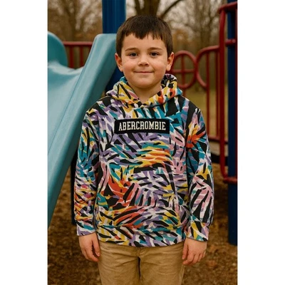 Abercrombie Niños 7/8 Multicolor Tropical Sudadera con Capucha Dopamina Colorido Ropa de Calle Foto 1 de 4