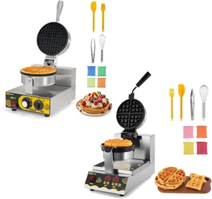 Dyna-Living 1200W Belgian Waffle Maker Commercial Intelligent Rotating 180° & 12 - Picture 1 of 12