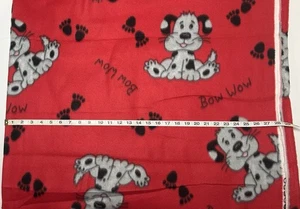 NEW Blizzard Fleece fabric by the yard - Bow Wow and Dogs On Red Background - Picture 1 of 2