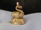 9ct GOLD VICTORIAN ANTIQUE SWAN BIRD CARNELIAN FOB SEAL CHARM PENDANT