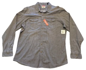 NWT Wrangler Men’s Grey Denim Cowboy Long Sleeve Button Down Shirt Size XL (712) - Picture 1 of 7