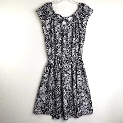 LC Lauren Conrad Floral Dress Womens Large Tie Back Black White Casual Sundress - Image 1 of 4
