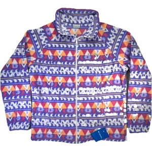 COLUMBIA WOMENS FLEECE JACKET ZIP-UP FAIR ISLE MULTICOLOR XL purple sweater - Picture 1 of 8