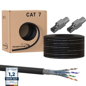 Chat 7 Masse Câble Réseau D'Édition Extérieur UV Rj45 Fiche Cat 8 - Afbeelding 1 van 34