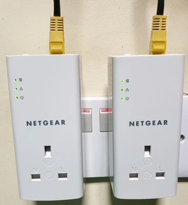2 x Netgear PLP1000 Powerline Adapters AV1000 Gigabit  Pass-Through + Ethernet - Image 1 of 4