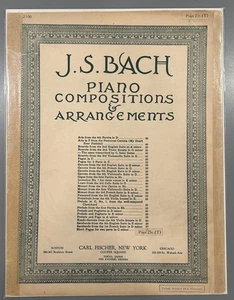 J.S. Partituras para piano de Bach Carl Fischer c. 1920s - Imagen 1 de 1