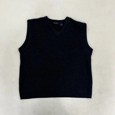 Van Heusen Mens L Pullover Knit Sweater Vest Black V-Neck Sleeveless Outdoor - Image 1 of 4
