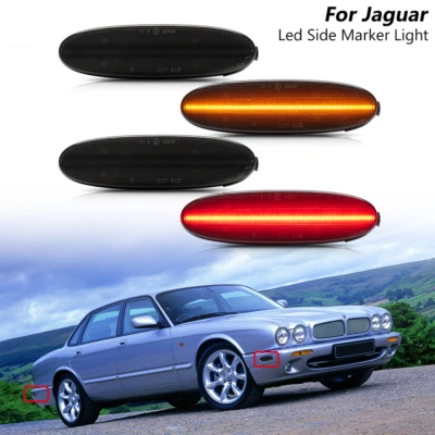 4x Smoked LED Front Rear Side Marker Light For 98-03 Jaguar XJ XJ8 XJR Sport VDP - Image 1 of 4