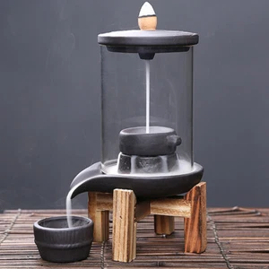 17cm Purple Clay Waterfall Smoke Incense Holder Handmade Backflow Incense Burner - Picture 1 of 11