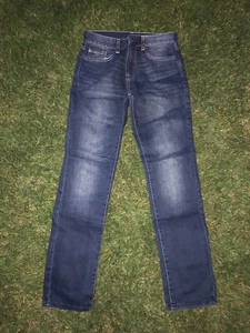 7 For All Mankind Boys Jeans 12 Youth Blue Slimmy Slim Straight Leg EUC! - Picture 1 of 8