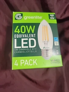 B10 Chandelier Bulbs LED 4W Dimmable 40W Equivalent NEW 4pcs/Box E26 Medium Base - Picture 1 of 2