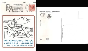 Filatelia XIV CONCORSO IPPICO NAZIONALE SALUZZO 1971_ CARTOLINA BOLLO FILATELICO - Imagen 1 de 1