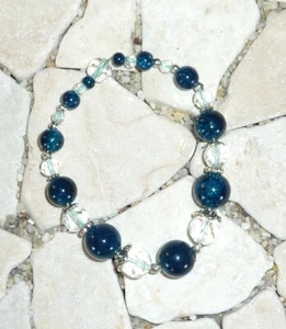 ★ Hágalo usted mismo ★ Brazalete ★ azul petróleo, cristal y plata ★ - Imagen 1 de 1