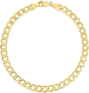 Floreo 10k Yellow Gold 5.3mm Hollow Cuban Curb Bracelet or Anklet - Picture 1 of 17
