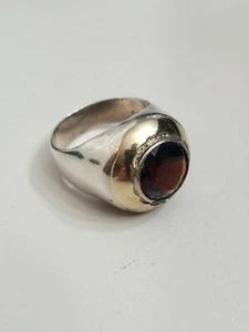 Traumhafter Sterling Silber Gold Front Granat Ring signiert JG  - Bild 1 von 8