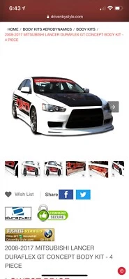 2008-2017 Mitsubishi Lancer duraflex body kit, front, rear, and side skirts - Image 1 of 4