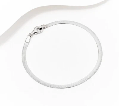 Polished Herringbone Bracelet Anti-tarnish Real Solid 925 Silver QVC ALL SIZES - Image 1 of 3