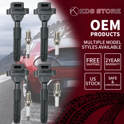 4X Ignition Coils +4X spark plug For CL203 R170 C230 L4 2.3L Mercedes-Benz UF536 Foto 1 de 4