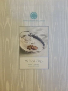 New MARTHA STEWART PARK LEAVES 16 IN ROUND SILVER TRAY - Picture 1 of 6