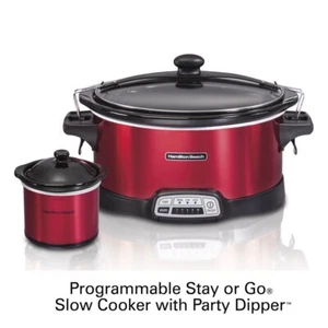 Slow Cooker Crock Pot HAMILTON BEACH 7 Quart Programmable with Party Dipper - Picture 1 of 12