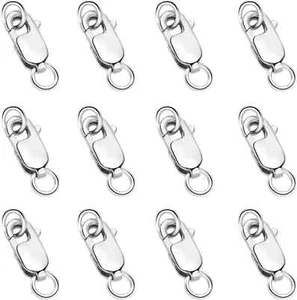 925 Sterling Silber Karabinerverschluss 12 Stück mit geschlossenen Biegeringen, Silber - Bild 1 von 6