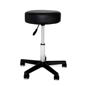 Taburete de oficina o masaje,Cuero Sintético, Cromo, regulable en Altura, negro - Imagen 1 de 6