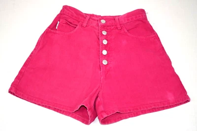 Pantalones Cortos Jean Bongo Vintage Talla 5 S/M Años 80 Rosa Caliente Cintura Alta Botón Hecho en EE. UU. Foto 1 de 4