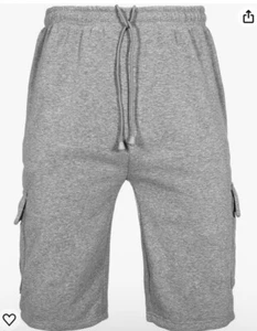 Wearlink Mens Running Workout Shorts Lightweight Fleece Cargo Pant Light Grey XL - Picture 1 of 6