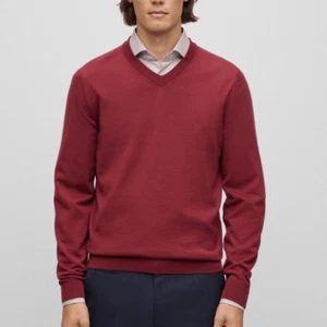 Hugo Boss Burgundy Wool Fitted Sweater "Marvic" Size XL - Picture 1 of 16