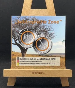 Germania set monete commemorative 5x 5 euro 2018 A,D,F,G,J zona subtropicale, polimero - Foto 1 di 4