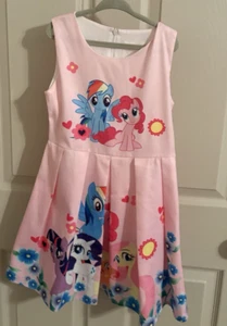 Girls Dress My Lil Pony Pink Blue Pleated Skirt Size 6 - Picture 1 of 3