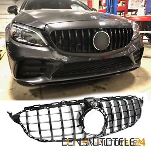 KÜHLERGRILL PANAMERICANA PASSEND FÜR MERCEDES C KLASSE W205 S205 ab 18 SCHWARZ - Bild 1 von 6