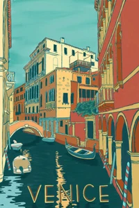 Venice Italy Travel Drawn Original Vintage Wall Art Home Decor - POSTER 20x30 - Picture 1 of 4