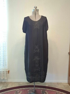 Antiguo vestido de seda negro de los años 20 con cuentas, vestido de seda Art Deco, rugiente de los años 20 Foto 1 de 4