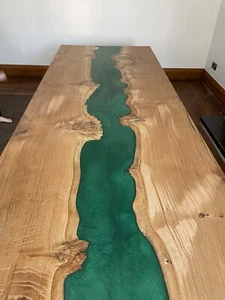 Oak river table epoxy resin any colour. Made to order ONLY. call me 07962152596 - Picture 1 of 12