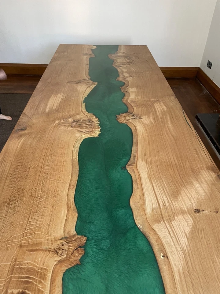 Oak river table epoxy resin any colour. Made to order ONLY. call me 07962152596 - Image 1 of 4