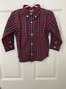Camicia vestito rosso a quadri manica lunga Gymboree bambino ragazzo (18-24 mesi) - Foto 1 di 7