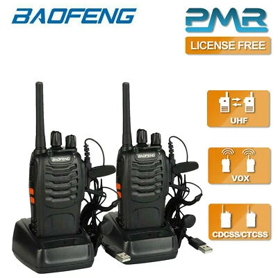 2x Baofeng BF-888S 400-470MHz Walkie Talkie Long Range Two Way Radio + Earpiece - Image 1 of 4