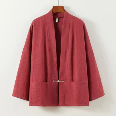 Autumn Mens Tang Zhuang Coats Han Fu Loose Long Sleeve Cotton Linen Jacket - Image 1 of 4
