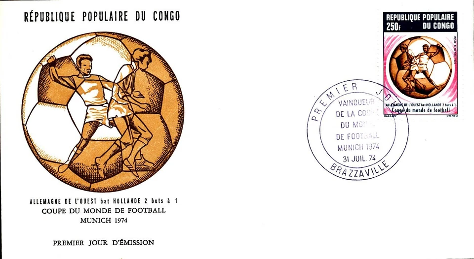 SPORT MUNICH WORLD CUP FOOTBALL SOCCER 1974 CONGO FDC - Image 1 of 1