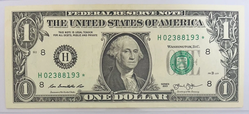 Billete De 1 Dólar Año 2013 Con Estrella.Especial Para Colección - Image 1 of 2