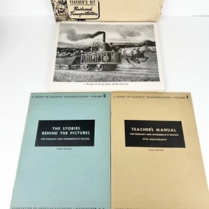 Vtg 1945 Teachers Kit Railroad Transportation Book 3rd Ed. Vol 1 & 2 57 Photos - Picture 1 of 12