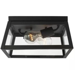 Generation Lighting 2 Light Outdoor Flush Mount Llight, Black/Clear 7848402-12 - Picture 1 of 6
